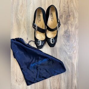 Massimo Dogama Black Suede Platform Mary Jane Heels Made in Italy EU 41